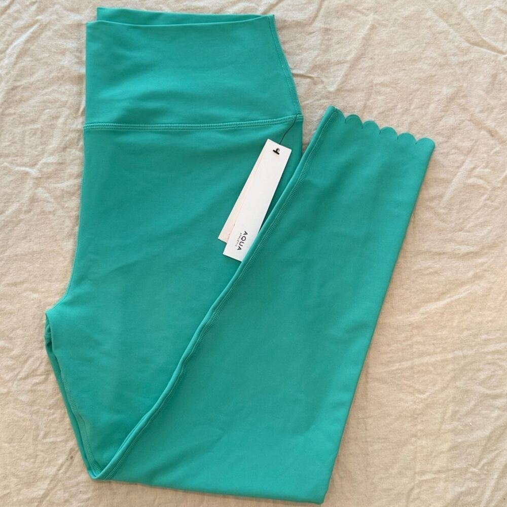 Aqua Athletic NWT | Aqua Green Scalloped Hem Leggings | size XL